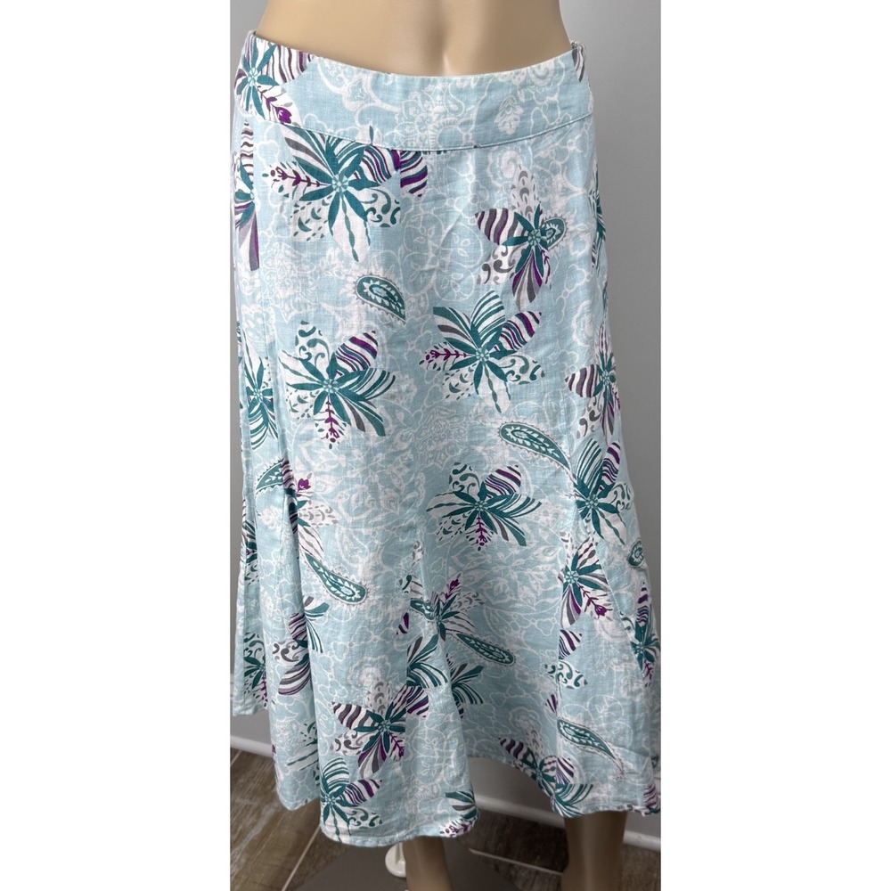 JM Collection Size 10 A-Line Linen Side Zip Unlined Midi Length Women's Skirt
